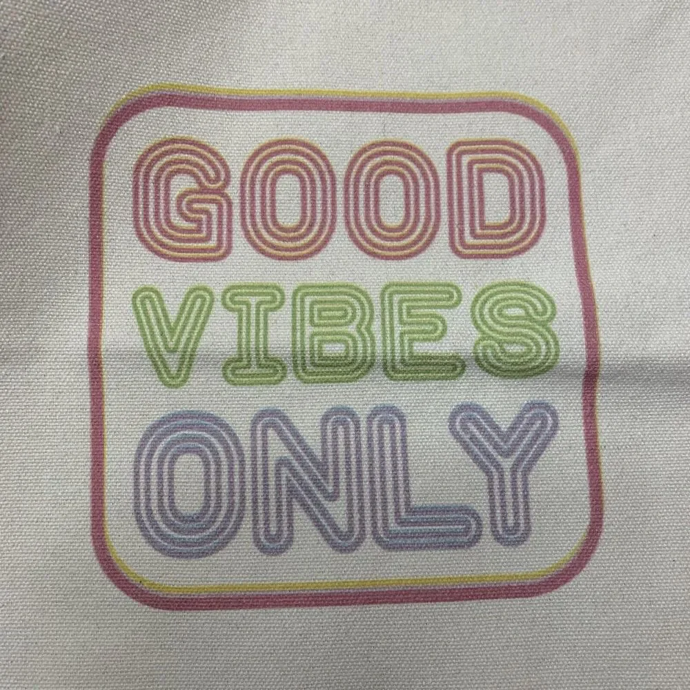 2 Tote Bags Canvas Beach Reusable Grocery Shopping Eco Friendly Good Vibes Only